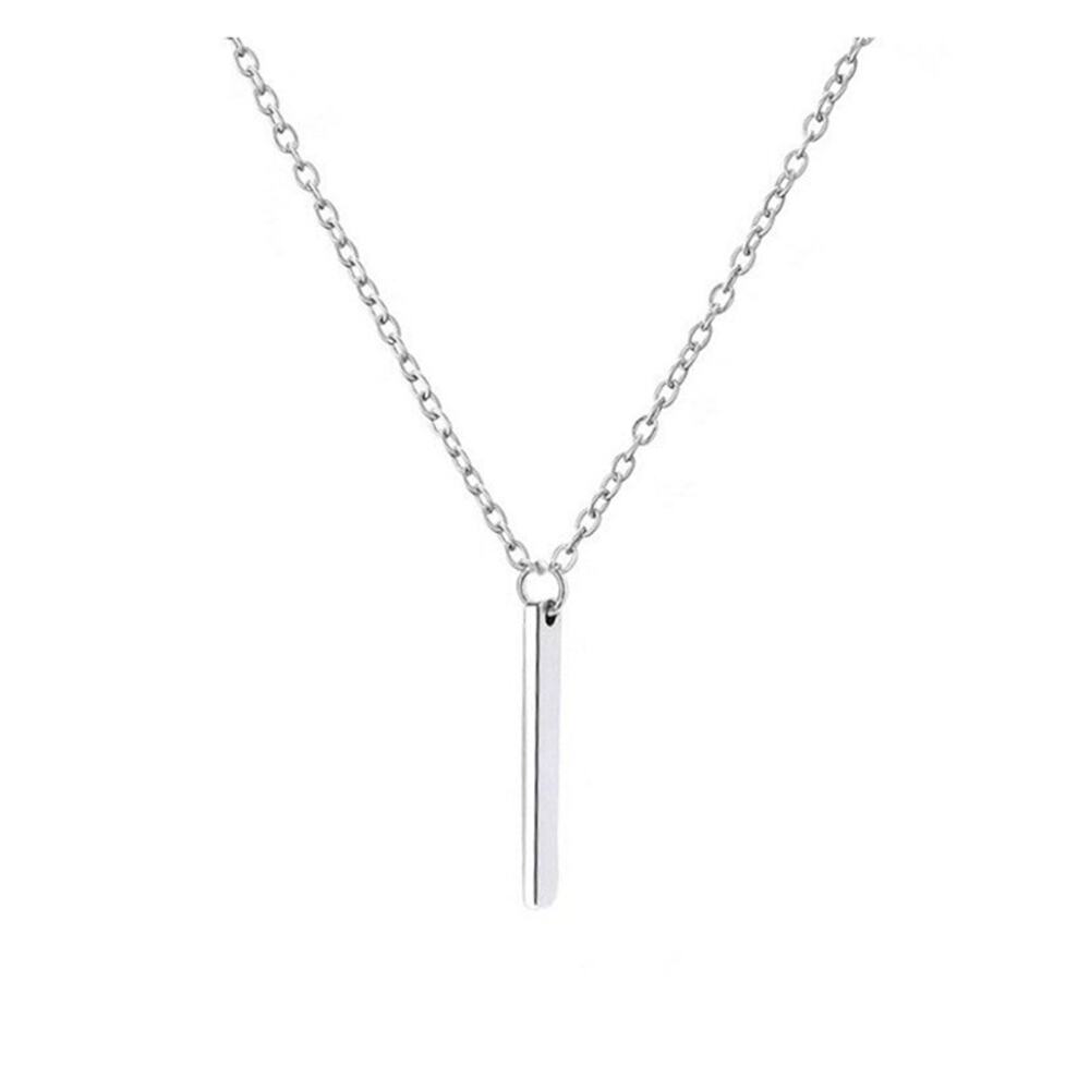 New Lariat Dainty Vertical Pendant Long Thin Chain Bar Y Drop Necklace Silver - Picture 2 of 15
